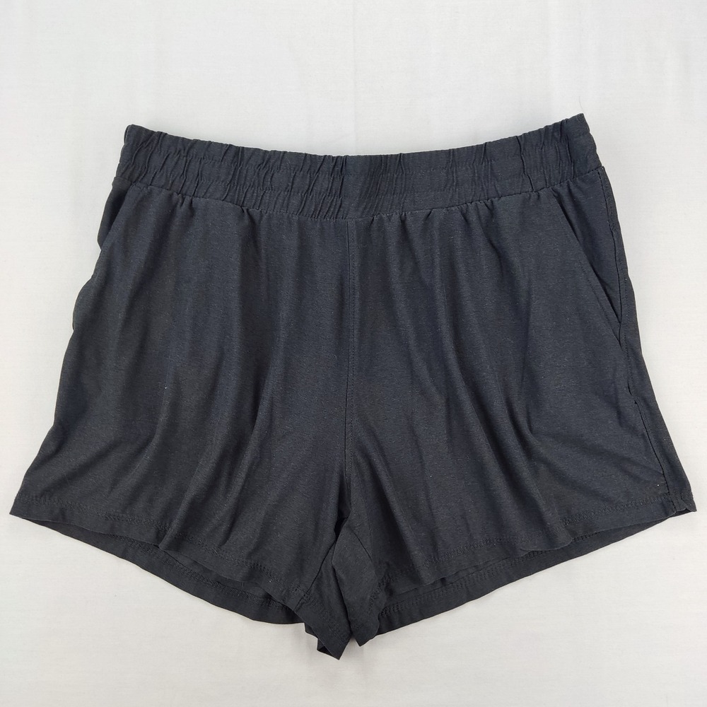 Avia Shorts Women XL Black Athletic Lounge Recycled Polyester Spandex Pockets